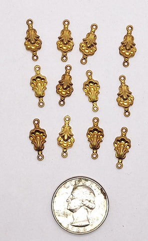 Closeout - 12pcs raw brass small decorative drop connector L722