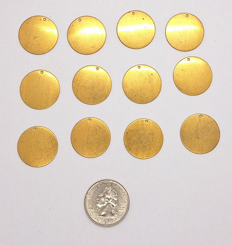 Closeout - 12pcs raw brass disk with 1 hole charm earring drop L748