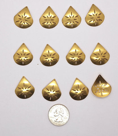 Closeout - 12pcs raw brass filigree piece earring drop L751