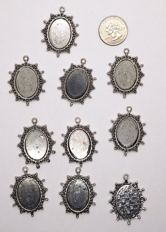 Seconds -Closeout 10pcs of 25x18mm Antique Silver Setting with loop L756