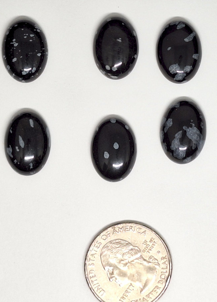 Seconds - 5pcs - 18x13mm  Read description - Flat Back Snowflake Obsidian Cabochon L759A