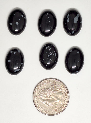 Seconds - 5pcs - 18x13mm  Read description - Flat Back Snowflake Obsidian Cabochon L759B