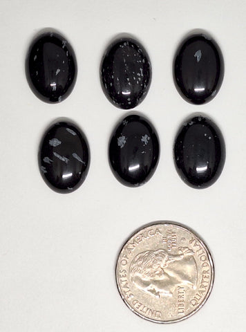 Seconds - 5pcs - 18x13mm  Read description - Flat Back Snowflake Obsidian Cabochon L759D