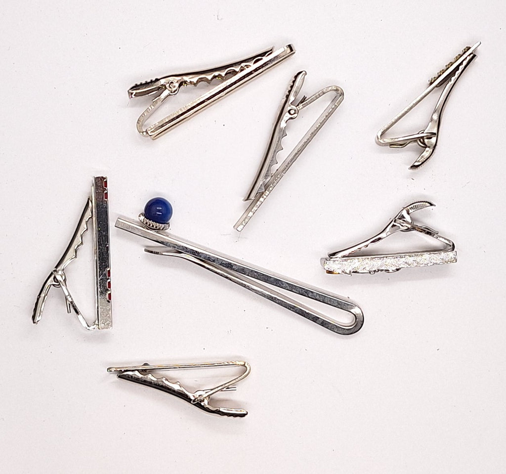 7pcs, Silver Vintage Tie Clips Tie Bars L762