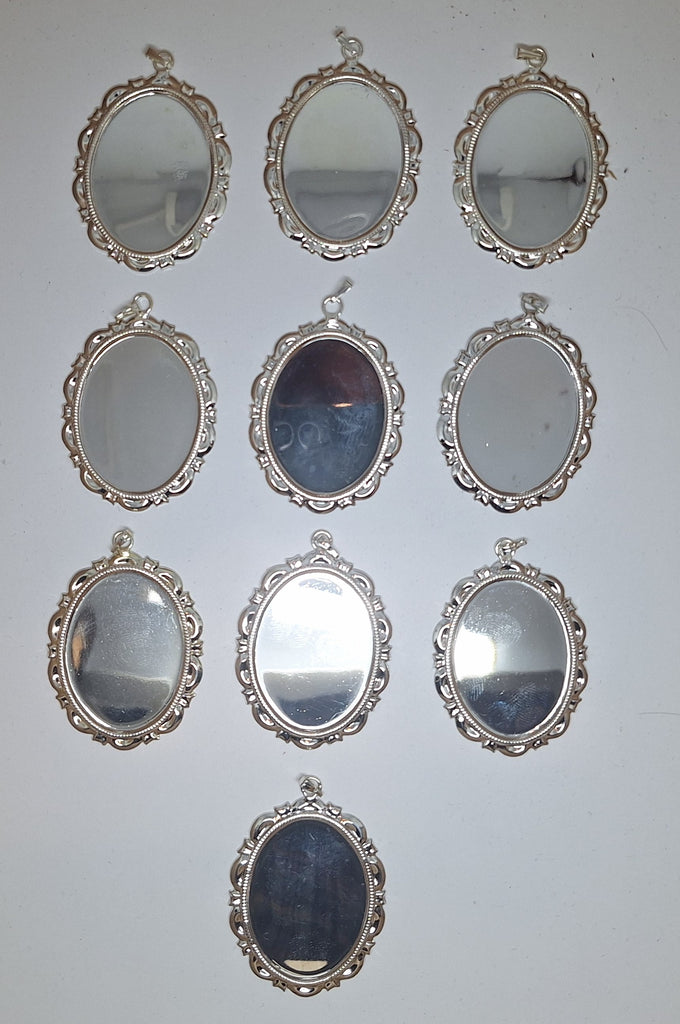 Closeout- 10pcs.  40x30mm Bright Silver Pendant Setting with Bail L766