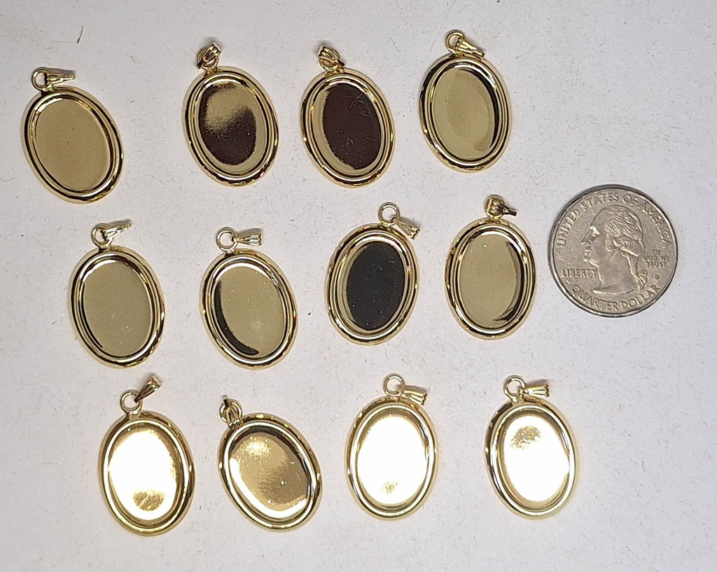 Closeout- 12pcs.  18x13mm Bright Gold Pendant Setting with Bail L767