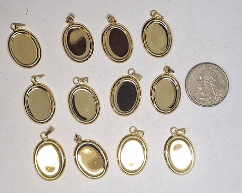 Closeout- 12pcs.  18x13mm Bright Gold Pendant Setting with Bail L767