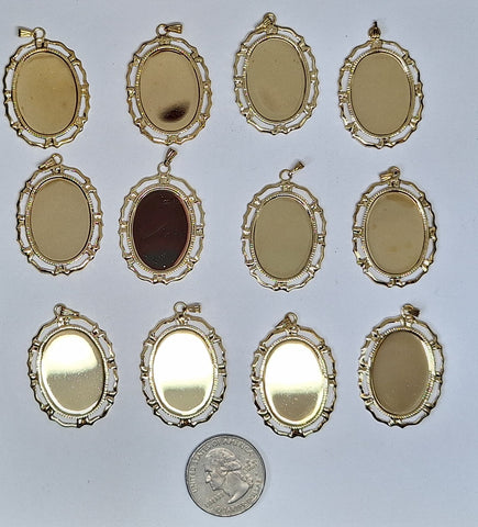 Closeout- 12pcs.  25x18mm Bright Gold Pendant Setting with Bail L770