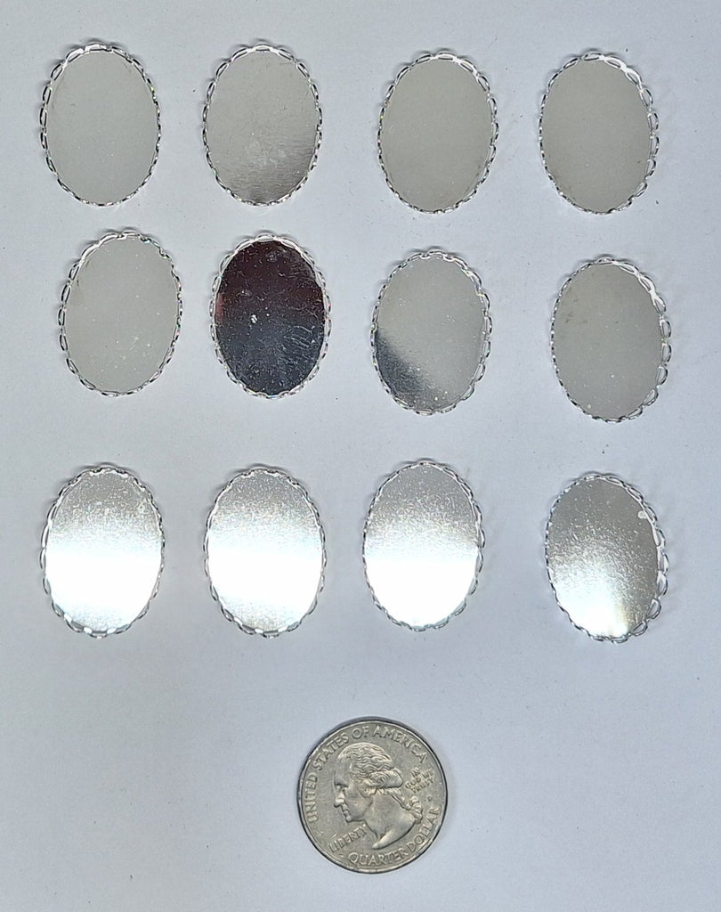 Close Out - 12pcs. of 25x18mm silver plated Lace edge brass bezel Setting   L771