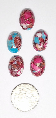 Closeout - 5pcs of 18x13mm Matrix Synthetic Pink Cabochon Stone man made composite Stone S2072