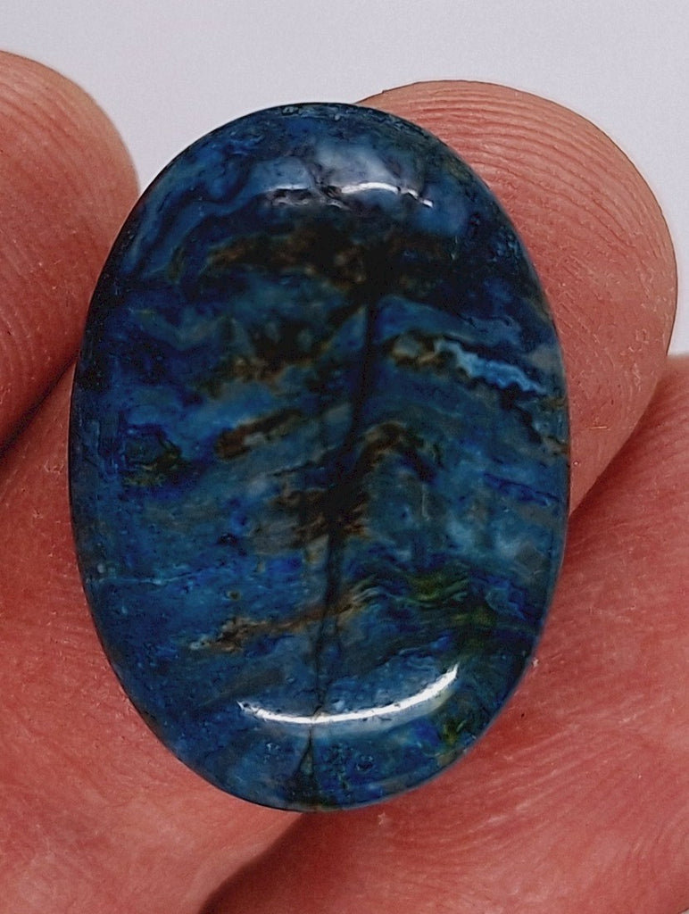 25x18mm Dyed Blue Green Ripple Jasper Flat Back Gemstone Cabochon Cameo Jewelry Supply S2076G