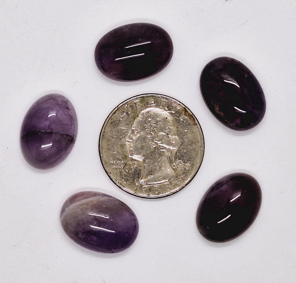 18x13mm Purple Amethyst Flat Backed Gemstone Cabochon 5pcs.  S2081A