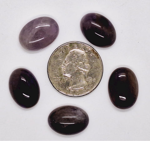 18x13mm Purple Amethyst Flat Backed Gemstone Cabochon 5pcs.  S2081B