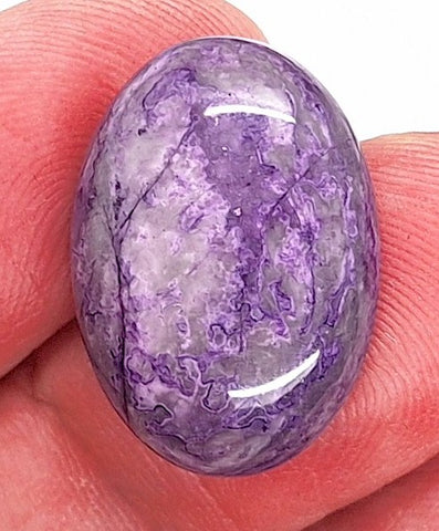 25x18mm Violet Purple Dyed Ripple Jasper Semi-Precious gemstone Flat back cabochon S2092L