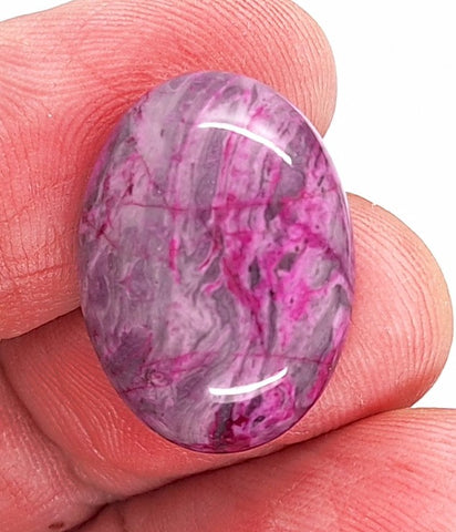 25x18mm Violet Purple Dyed Ripple Jasper Semi-Precious gemstone Flat back cabochon S2092M