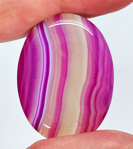 40x30mm Banded Agate Dyed Hot PInk Flat Backed Loose Semi-precious Gemstone Cabochon S2095A