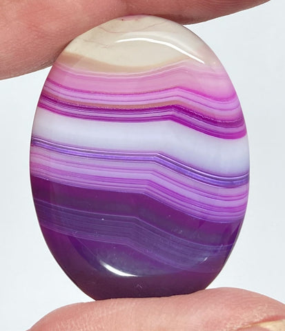 40x30mm Banded Agate Dyed Hot PInk Flat Backed Loose Semi-precious Gemstone Cabochon S2095B