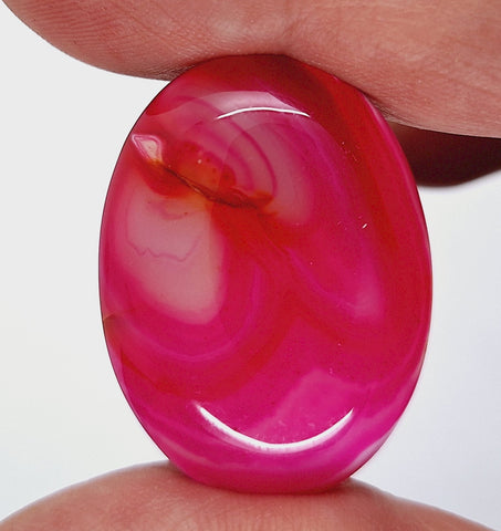 40x30mm Banded Agate Dyed Hot PInk Flat Backed Loose Semi-precious Gemstone Cabochon S2095E
