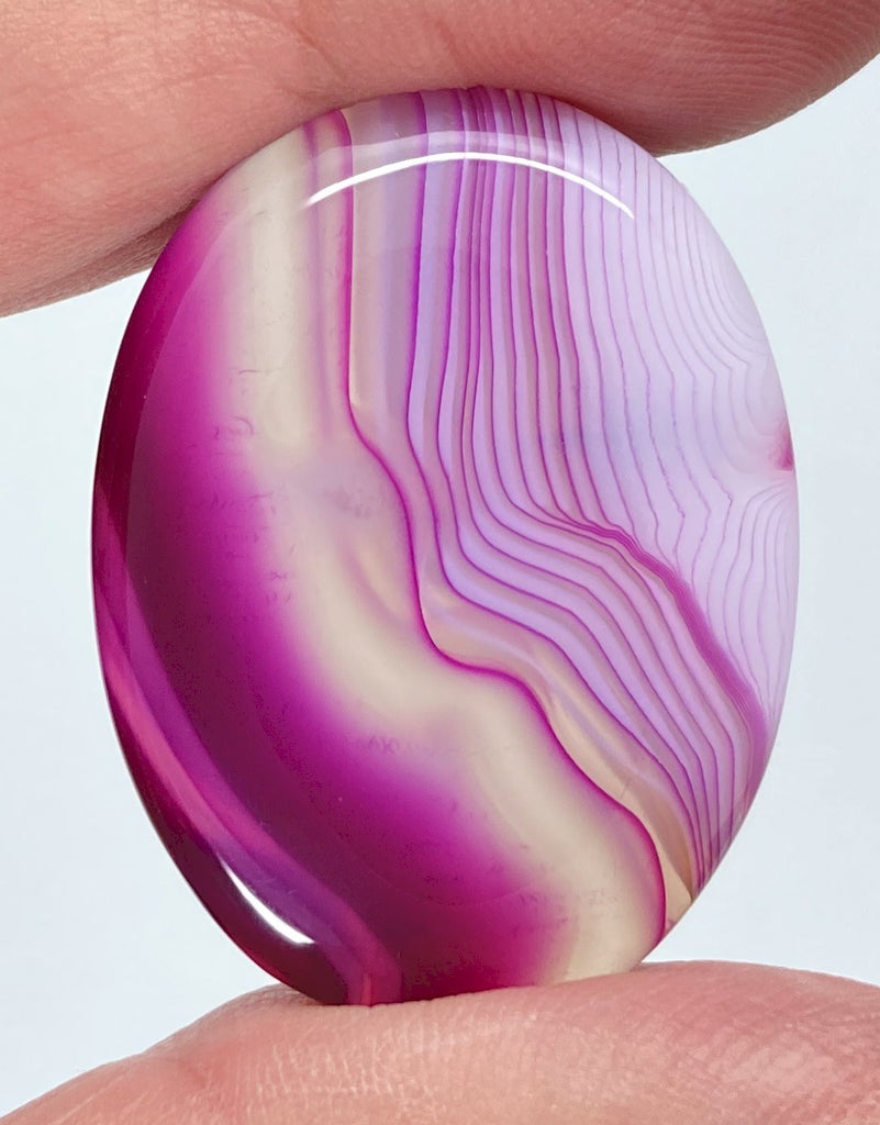 40x30mm Banded Agate Dyed Hot PInk Flat Backed Loose Semi-precious Gemstone Cabochon S2095G