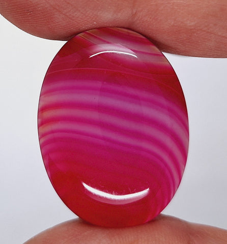 40x30mm Banded Agate Dyed Hot PInk Flat Backed Loose Semi-precious Gemstone Cabochon S2095H