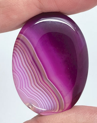 40x30mm Banded Agate Dyed Hot PInk Flat Backed Loose Semi-precious Gemstone Cabochon S2095H