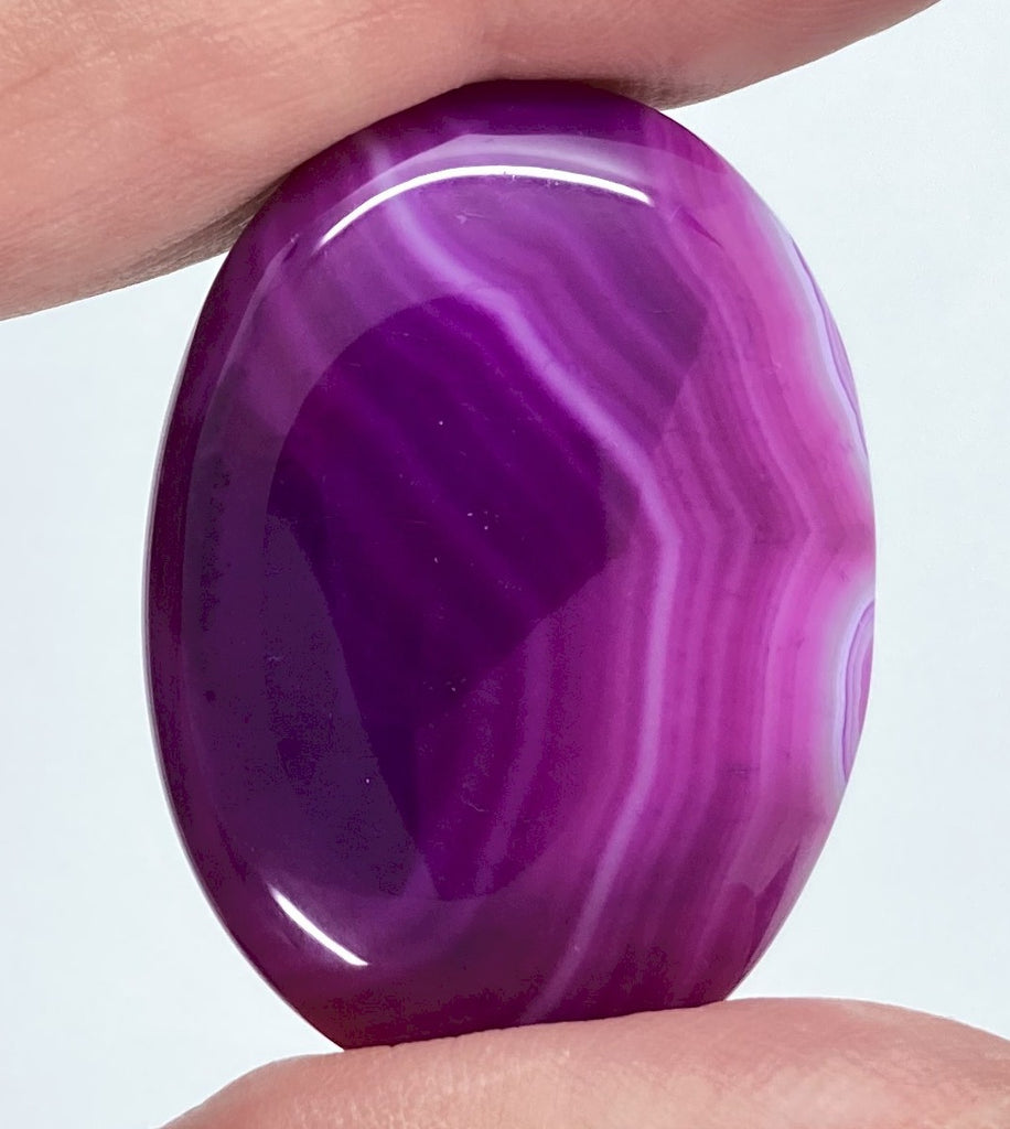 40x30mm Banded Agate Dyed Hot PInk Flat Backed Loose Semi-precious Gemstone Cabochon S2095i