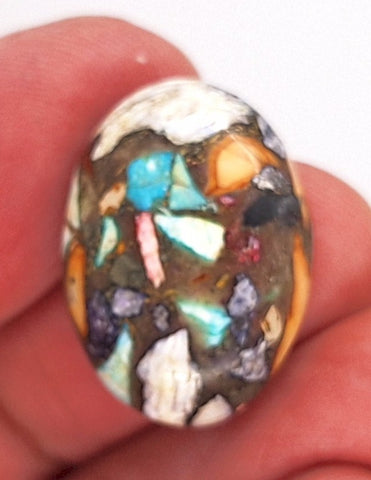25x18mm Rainbow Matrix Collage Cabochon Oval Flat Back Stone S2181h