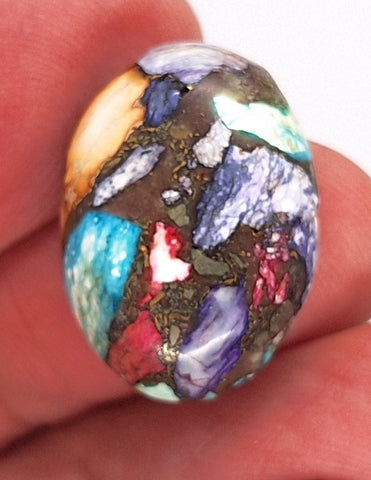 25x18mm Rainbow Matrix Collage Cabochon Oval Flat Back Stone S2181i