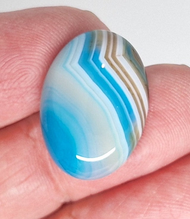 25x18mm Dyed Blue Banded Agate Cabochon Oval Flat Back gem stone S2182B