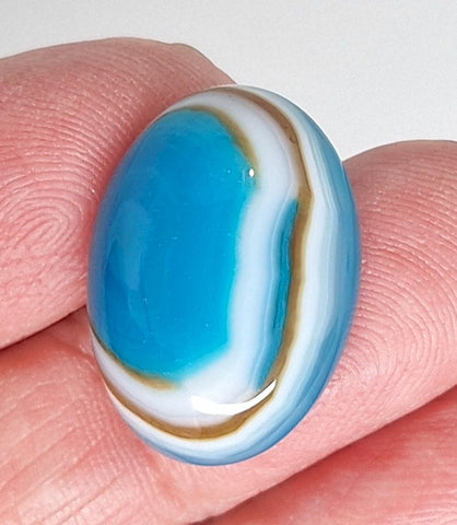 25x18mm Dyed Blue Banded Agate Cabochon Oval Flat Back gem stone S2182C