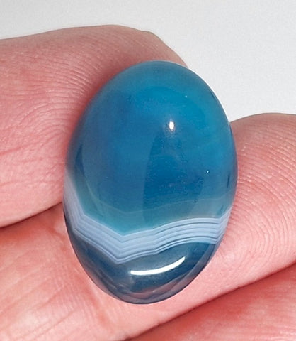 25x18mm Dyed Blue Banded Agate Cabochon Oval Flat Back gem stone S2182D