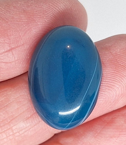 25x18mm Dyed Blue Banded Agate Cabochon Oval Flat Back gem stone S2182E