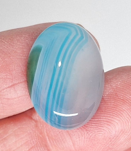 25x18mm Dyed Blue Banded Agate Cabochon Oval Flat Back gem stone S2182f