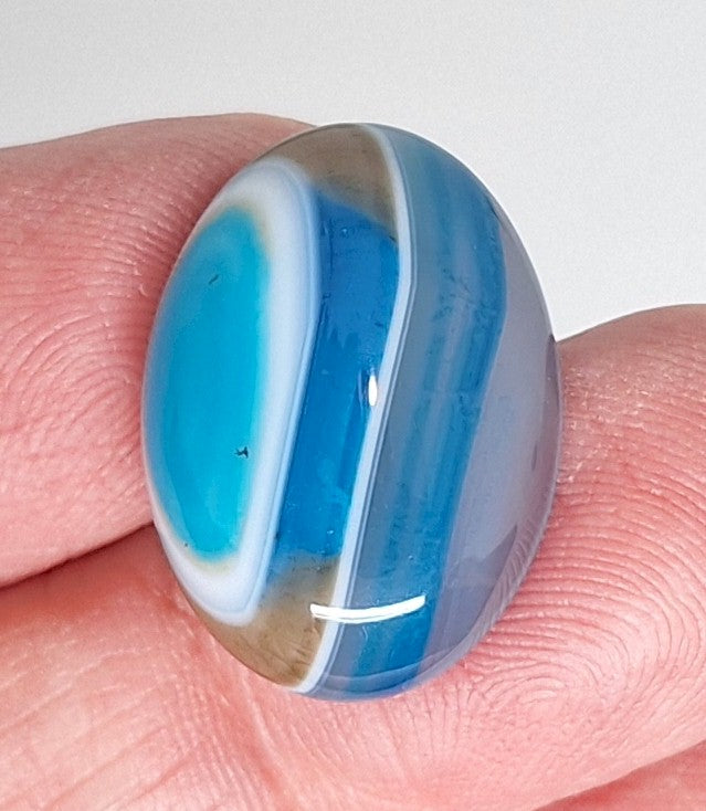 25x18mm Dyed Blue Banded Agate Cabochon Oval Flat Back gem stone S2182G