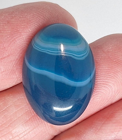 25x18mm Dyed Blue Banded Agate Cabochon Oval Flat Back gem stone S2182h