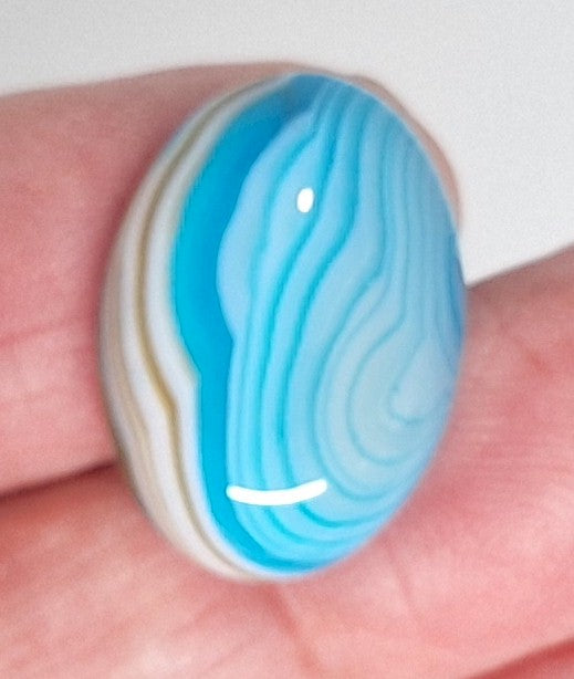 25x18mm Dyed Blue Banded Agate Cabochon Oval Flat Back gem stone S2182J