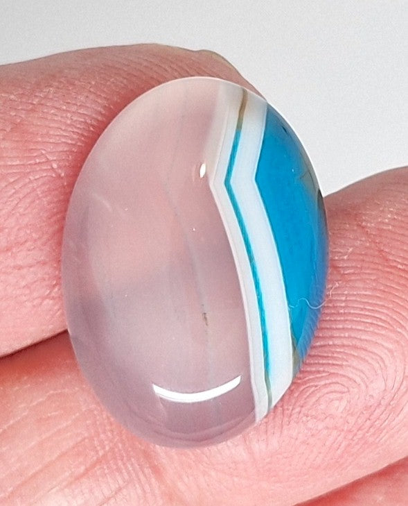 25x18mm Dyed Blue Banded Agate Cabochon Oval Flat Back gem stone S2182K