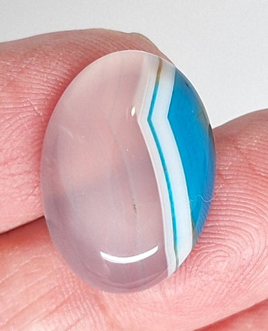 25x18mm Dyed Blue Banded Agate Cabochon Oval Flat Back gem stone S2182K