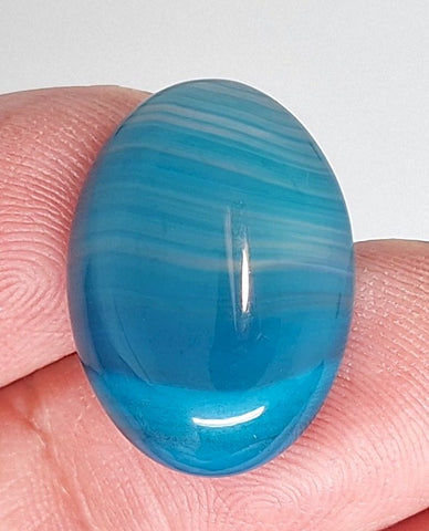 25x18mm Dyed Blue Banded Agate Cabochon Oval Flat Back gem stone S2182L