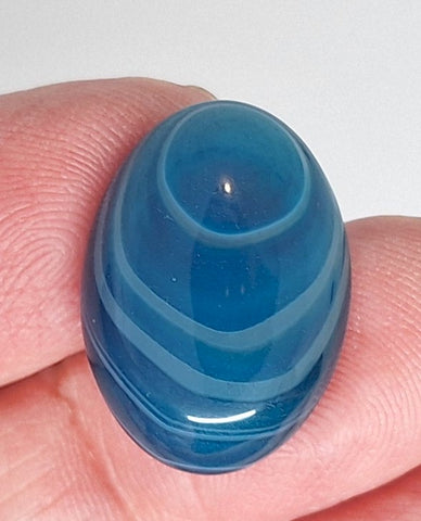 25x18mm Dyed Blue Banded Agate Cabochon Oval Flat Back gem stone S2182M