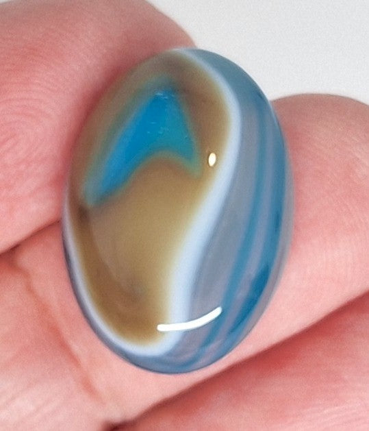 25x18mm Dyed Blue Banded Agate Cabochon Oval Flat Back gem stone S2182N