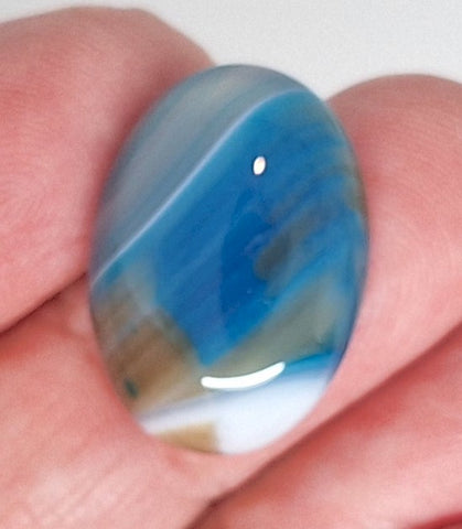 25x18mm Dyed Blue Banded Agate Cabochon Oval Flat Back gem stone S2182P
