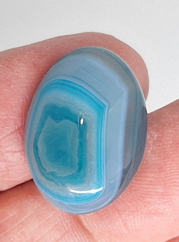 25x18mm Dyed Blue Banded Agate Cabochon Oval Flat Back gem stone S2182R