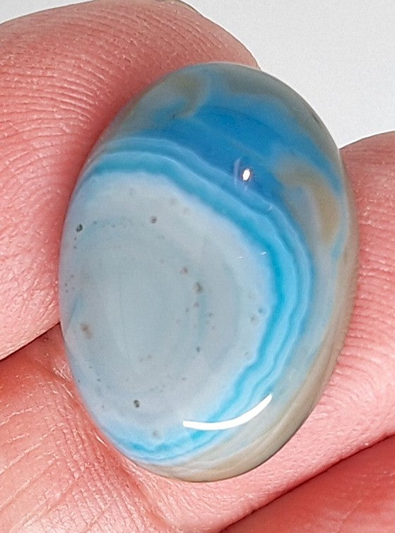 25x18mm Dyed Blue Banded Agate Cabochon Oval Flat Back gem stone S2182S