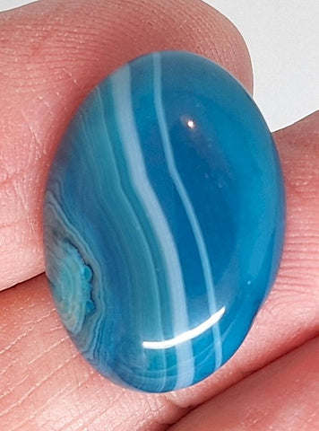 25x18mm Dyed Blue Banded Agate Cabochon Oval Flat Back gem stone S2182T