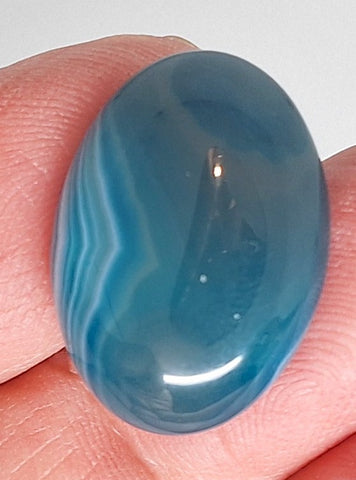 25x18mm Dyed Blue Banded Agate Cabochon Oval Flat Back gem stone S2182U