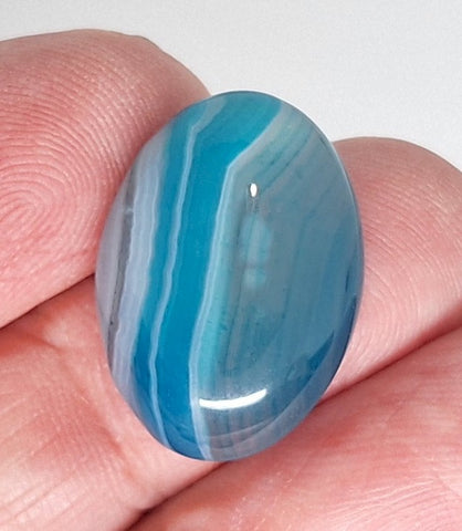 25x18mm Dyed Blue Banded Agate Cabochon Oval Flat Back gem stone S2182i