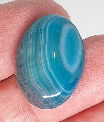 25x18mm Dyed Blue Banded Agate Cabochon Oval Flat Back gem stone S2182O