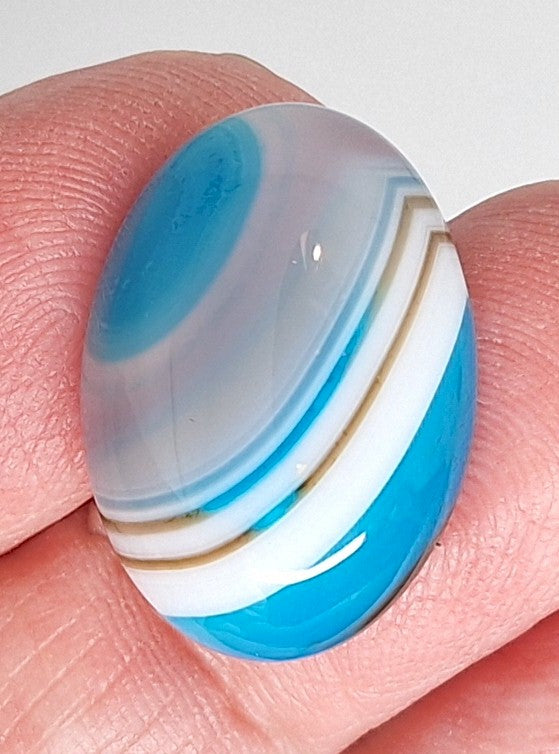 25x18mm Dyed Blue Banded Agate Cabochon Oval Flat Back gem stone S2182q