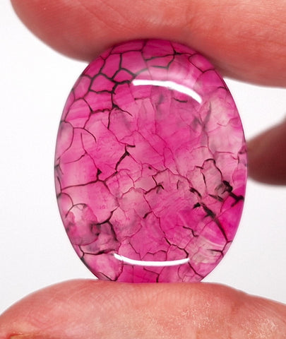 40x30mm Magenta Dragons Vein Dyed flat back oval crackle agate Cabochon S2184L